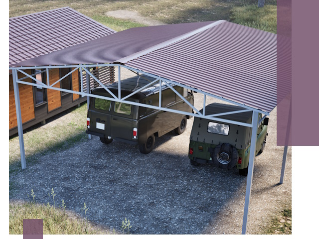 Двускатные навесы под ключ в Кемерово — изготовление и монтаж